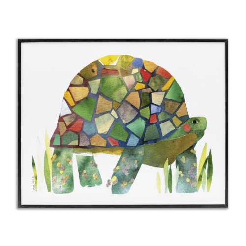 Watercolor Turtle Collage Sea Life, 16 x 20 Inch Framed Giclée Print