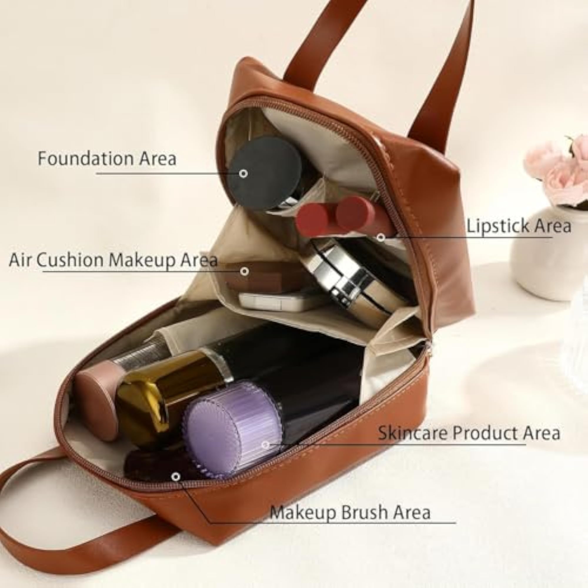 Makeup Bag for Women, Travel Cosmetic Pouch, Waterproof