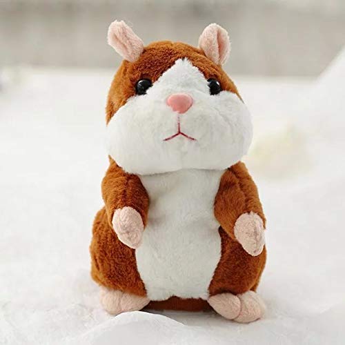 FIASHCN Cute Lifelike Talking Hamster Plush Toys Speak Sound Hamster Stuffed Plush for Kids Birthday Gift 18cm Light Brown