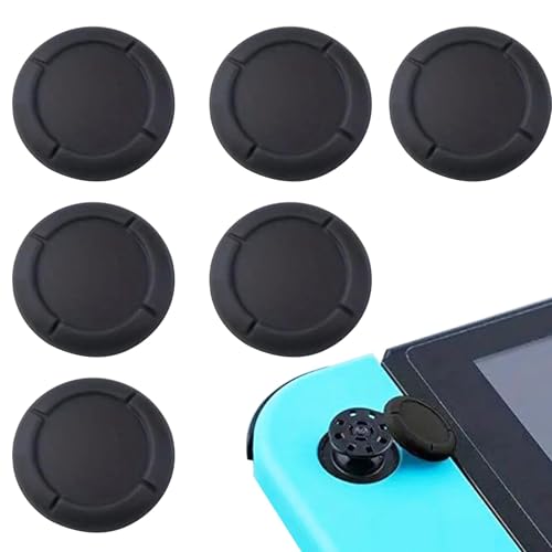 6 Joystick Kappen für Nintendo Switch/Lite/OLED, Switch Thumb Grips für Nintendo, Silikon Thumb Grip, Thumbstick Grip Switch Lite Zubehör Nintendo Switch Daumenkappen (Schwarz, Grau)