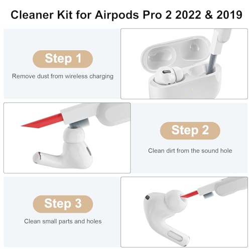 KOKOKA Case Cover Compatible with AirPods Pro 2 2022 & 2019 with Cleaner Kit - Image 3