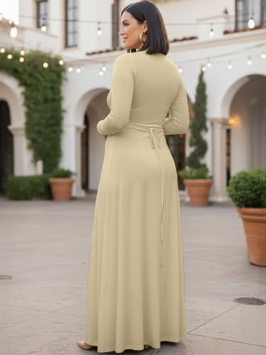 Image of KOH KOH Womens Maternity Long Sleeve V-Neck Flowy Winter Maxi Dress Gown