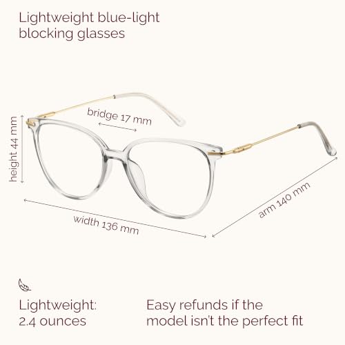 Image of Gaoye Round Blue Light Blocking Glasses | UV400 Protection, Round TR90 Frames, Metal Arms, Matching Soft Case, Transparent
