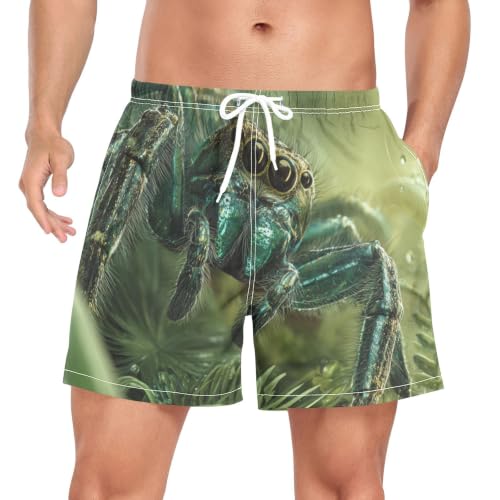 Pantalones cortos de voleibol verde araña 3D bañador de hombre para tardes de playa