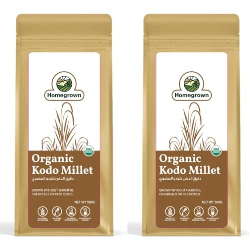 Homegrown Organic Kodo Millet 1kg (Pack of 2 x 500g) | Kodra Grain | High Fibre Everyday Superfood | Rice Alternative for Khichdi Pulao & Upma | Low Glycemic Index