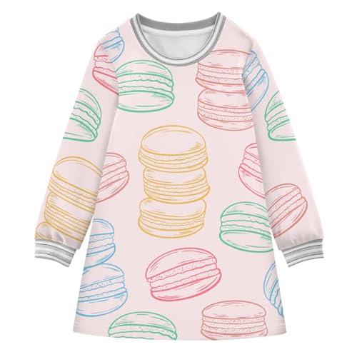 French Macaroon Girls Dresses Long Sleeve Sweatshirt Dress for Girls Winter Toddler Casual A Line Dresses Size 2-8T