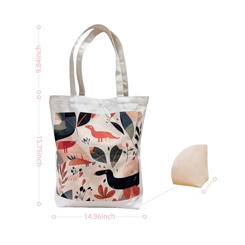YGB Ladies' Canvas Handbag with Zipper, a Canvas Bag with a Good Hand Feel, a Uniquely Designed Canvas Bag (Dinosaur（No thickness）)2