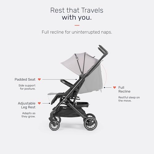 Image of Growgether GOLITE Stroller for Baby 0-3 Years (Up to 22Kg), Cabin Ready Lightweight Travel Stroller, 5-Point Harness, Full Recline, UPF50+ Canopy, 360 Swivel Wheels, Mosquito Net, 1 Yr Warranty, Grey