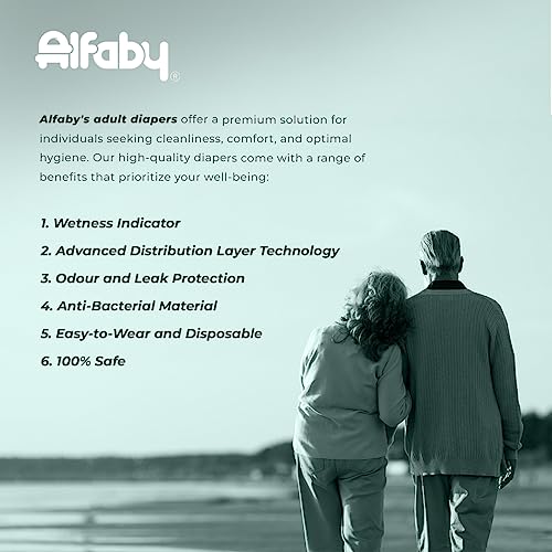 Image of Alfaby Premium Adult Diaper Pants for Men & Women - 20 Count | Extra Large Size - XL, Waist (90-152cm I 35 inch-60 inch) | Elastic Waist, Underwear Pant Style | High Absorption-Protection | Leakproof | Unisex