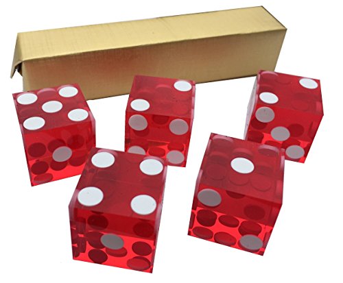 5 x RED NEW PERFECT 19MM PRECISION CASINO DICE / CRAPS STUNNING