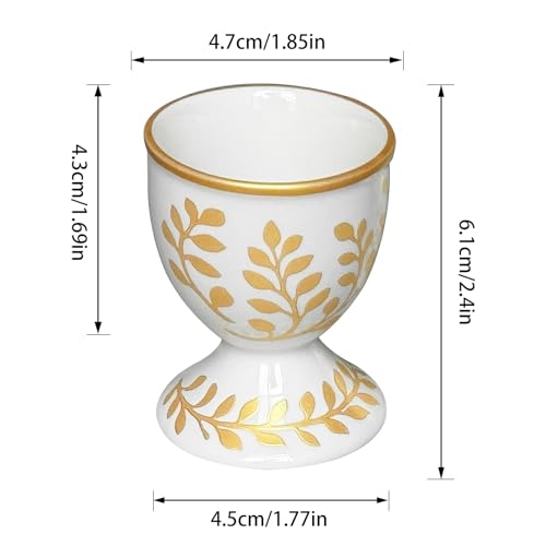 Image of Cinf Ceramic Egg Cups, Set of 2, Champagne Gold Boiled Egg Holders | Set of 2 ceramic egg cups, elegant champagne gold stable base, easy to clean, ideal for boiled eggs and breakfast serving