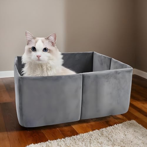 Katzenhöhlen & Häuser, Außenkatze Höhle warme Hundehöhle, Abnehmbarer Hundzwinger mit waschbarem Kissen, 48x37x19cm, beruhigender Schlafheim, leicht zu reinigen, ideal für kleine Tiere, Winterwärme