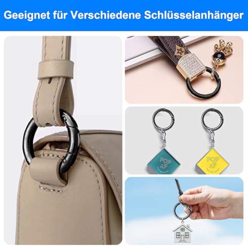 HavaCue 40 Stück Karabiner Rund 4 Größen O-Ring Karabiner,20/24/27/33mm Karabinerhaken Rund Runde Karabiners,Metall Karabiner Ring für Taschen Geldbörsen DIY Handwerk (Schwarz)