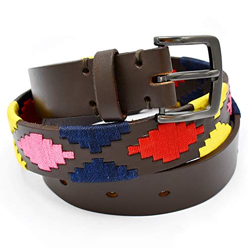 Genuine Leather Polo Men's Belt Multi Color Hand Woven Pattern 100 CM BLT-10