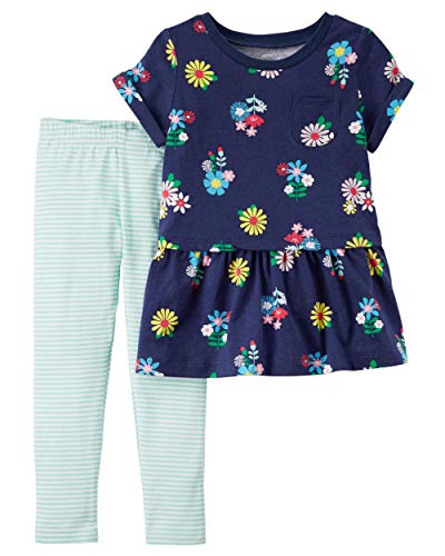 Top péplum floral avec son pantalon à rayures pour les balades de bébé