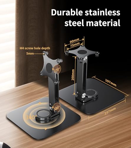 Image of 13-17.3 inch Monitor Stand with 360 Swivel Base, 75mm VESA Single-Arm Mount w / M4 Screws for Portable Monitor, Adjustable Angle & Tilt & Rotation - Touchscreen Desktop Display Stand (Black)