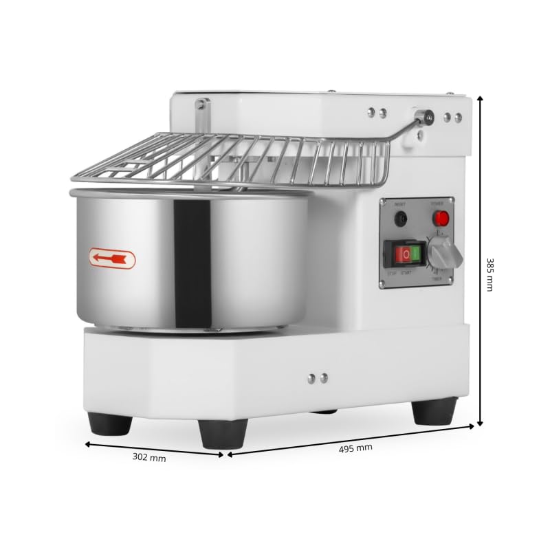 Pétrin à Pâte Professionnel 8L - Cuve Fixe - 450W - 4,5 kg de pâte - Blanc - Compact