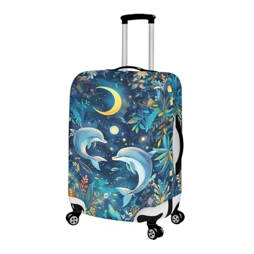 Dolphin Cover for Luggage Travel Moon Suitcase Covers for Luggage 24 Inch Suitcase Protector Cover for Gifts Carry On Luggage Cover, 1019-232