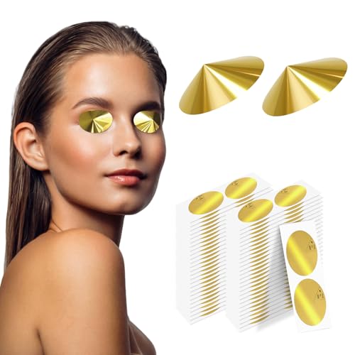 JOHUAHUA Tanning Bed Eye Protection - Eye Stickers for Tanning UVA/UVB Protection 100% See-Through Strap-Free - Golden 50-Pair