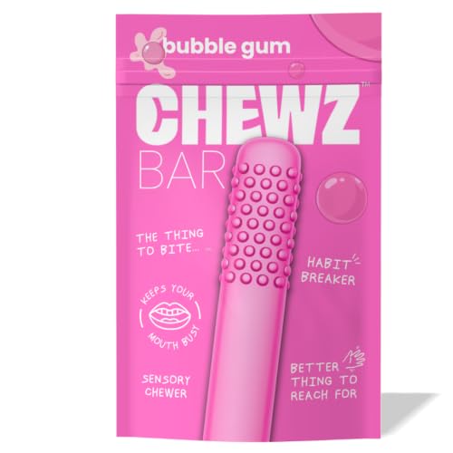 Sensory Fidget Stick Silicone Chewer Portable Fresh for Habit Replacement Oral Fixation Wellness Tool Travel Friendly (Bubble Gum)