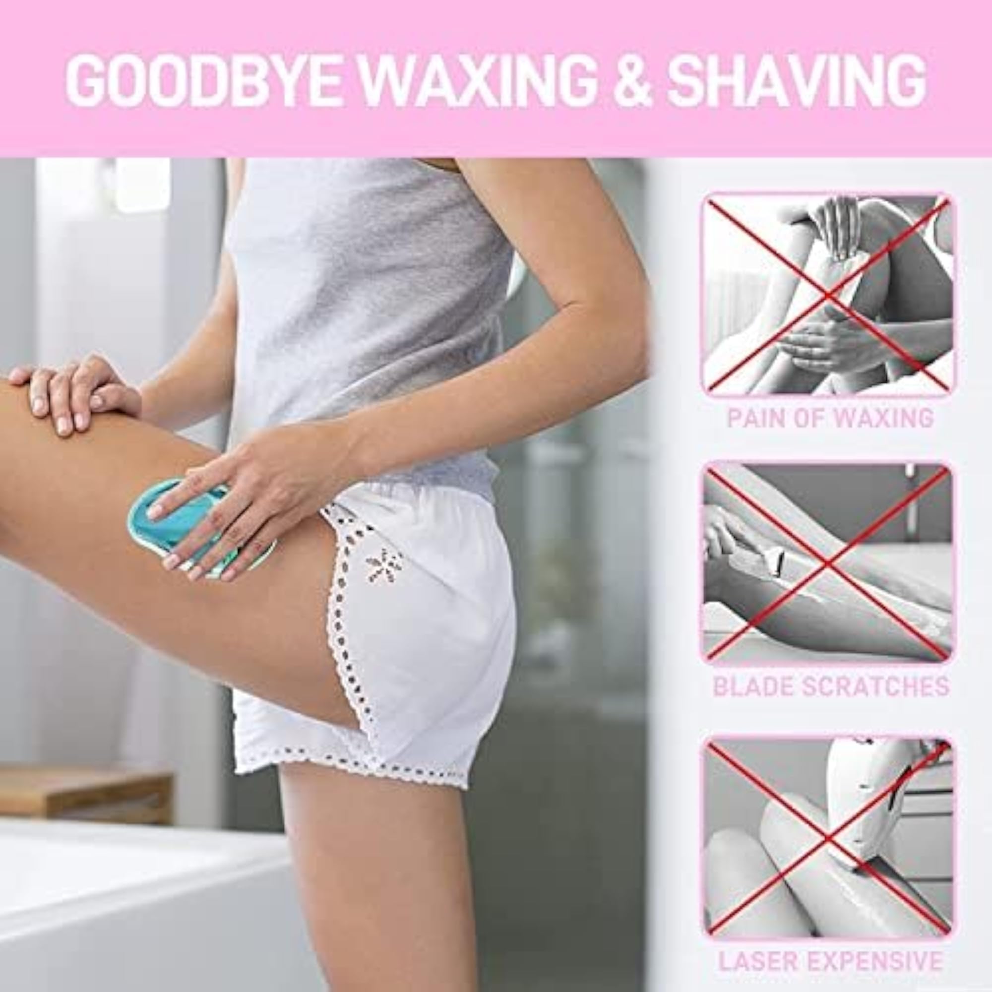 Crystal Hair Eraser for Painless Exfoliation, Hair Removal Tool