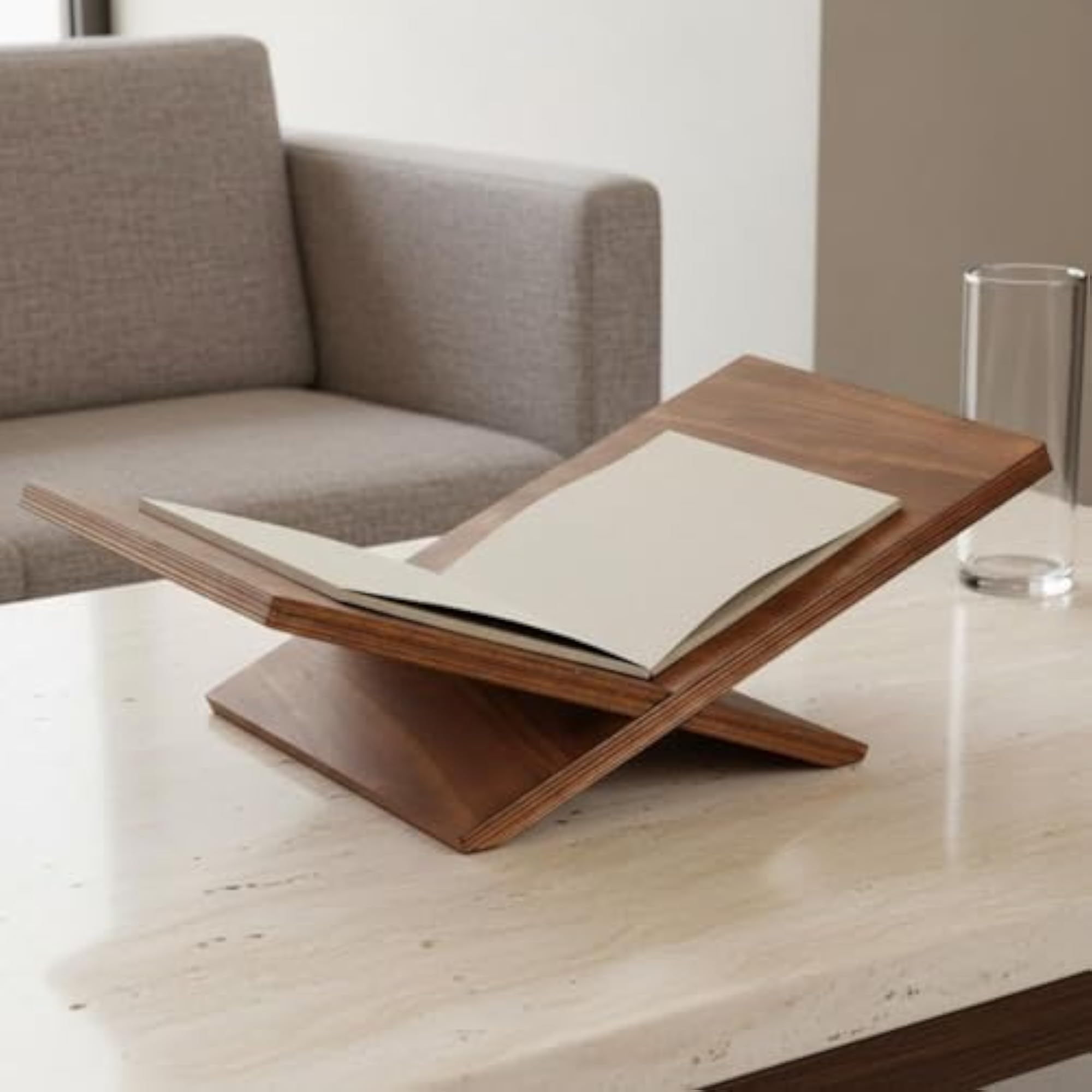 Minimalist Solid Wood Desktop Magazine Holder, X-Shaped Stand