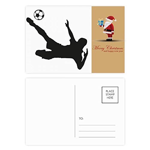 Cartes postales de football Silhouette de Père Noël : lot de 20 cartes de vœux sportives