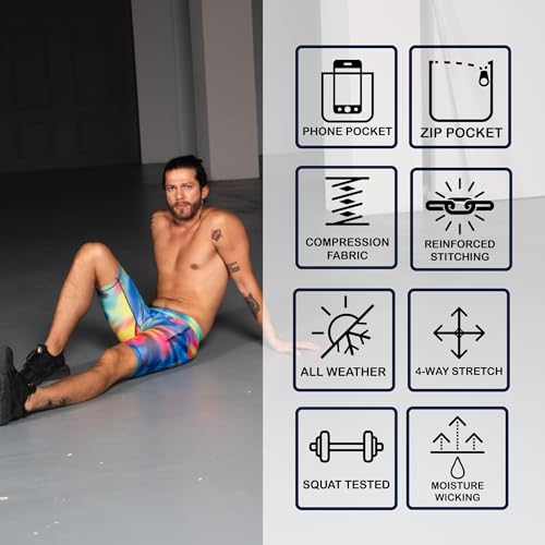 Kapow Meggings Men's Recycled Performance Compression Shorts with Pockets (Atomic, Medium)4