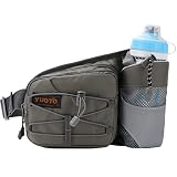 YUOTO Waist Pack with Water Bottle Holder for Running Walking Hiking Runners Hydration Belt (Grey)