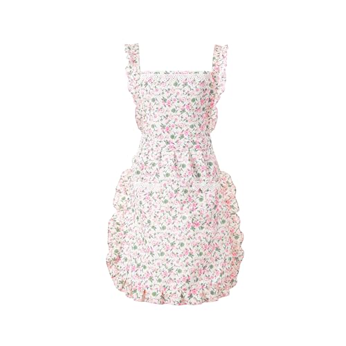 Aoomzoon Funny Aprons for Women with Pockets, Kitchen Cooking Grilling Bbq Cute Chef Apron, Mothers Day Birthday Gifts for Women (White/Floral)