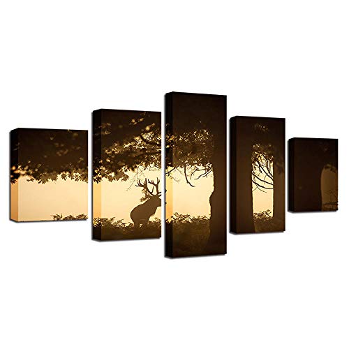 Idée cadeau pour salon impression sur toile 5 pièces Elk tableau sans cadre