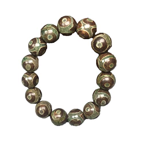 Bracelet Dzi agate verte du Tibet accessoire bien-être quotidien