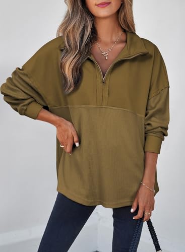 Image of SHEWIN Women Fall Sweatshirt Casual Half Zip Pullover Fall Top 2026 Clothes