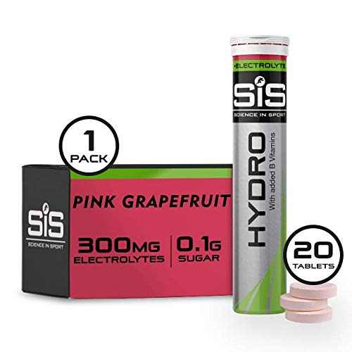 Science In Sport Hydro Hydration Tablets, Gluten-Free, Zero Sugar, Pink Grapefruit Flavour Plus Electrolytes, 20 Effervescent Tablets (Pack of 2)
