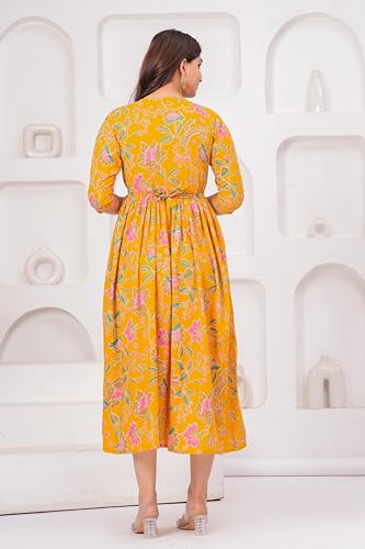 Image of The Moon Star Women's Cotton Floral Printed Anarkali Maternity Feeding Kurti | Breastfeeding Dress for Mothers | Zipper Feeding Kurti,Nursing Kurti, Comfortable and Trendy Maternity Wear