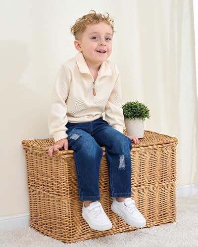 Baby Toddler Boy Clothes Fall Winter Boys Outfits Quarter Zip Pullover Sweatshirt Jeans Denim Pants Sweatsuit Set4