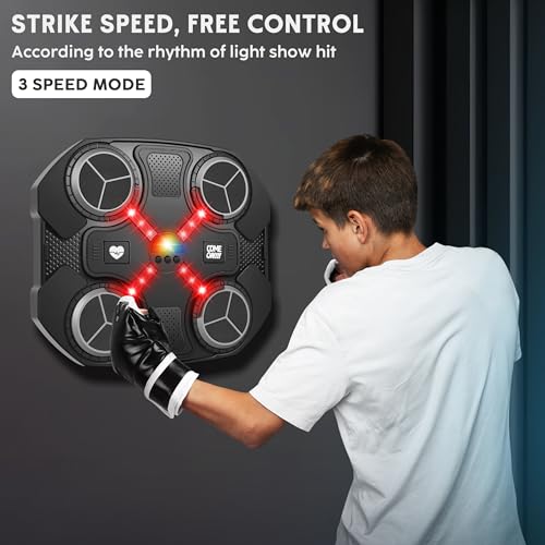 Image of Music Boxing Machine Sport Toys for Kids and Adults,Wall Mounted Bluetooth Smart Punching Target,Training Pad Toy with Boxing Glove,Ideas Toys for Boys Girls Kids 3 4 5 6 7 8 9 10 11 12+ Years Old
