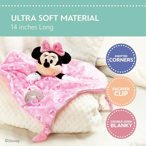 Image of KIDS PREFERRED Disney Baby Minnie Mouse Plush Stuffed Animal Snuggler Lovey Security Blanket - Pink,13.18 inch x 13.18 inch x 3.62 inch