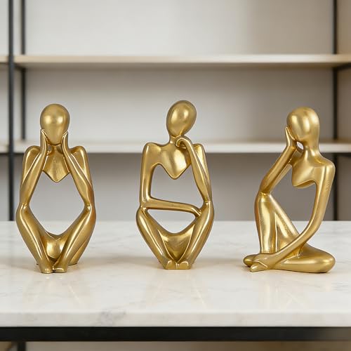 Estatuas Decorativas de Resina Doradas 3 Piezas miniatura 3