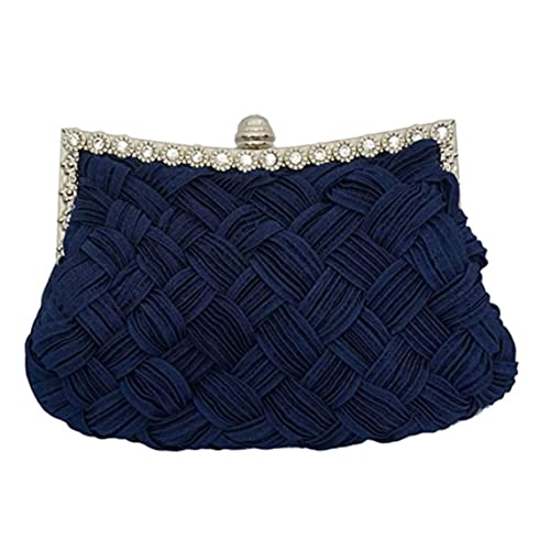 Sac de soirée bleu tressé anti-rayures avec strass pour mariée et demoiselle d'honneur