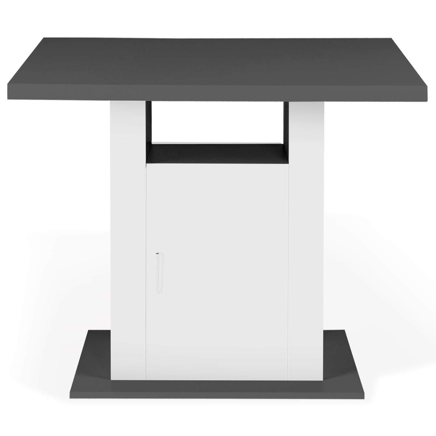 IDMarket - Ilot Central UGO 110 cm Plateau Bois Gris et Blanc avec rangements