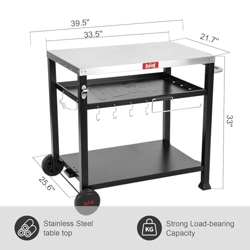 Feasto 734401B 3-Shelf Outdoor Grill Table,Grill Cart Pizza Oven Table thumb #6