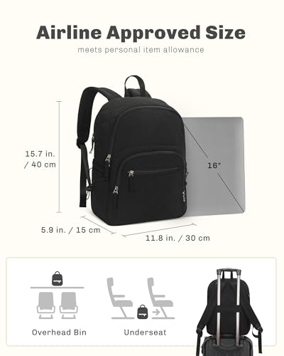 Hynes Eagle Travel Laptop Backpack Quilted College Backpack for Women Puffer Casual Daypack Personal Item Bag for 16 Inch Classic Black2