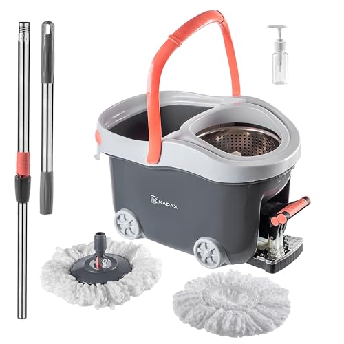KADAX Juego completo de mopa con mango telescópico y cubo con función de escurridor, fregona con cubo de limpieza, limpiador para limpieza de suelos