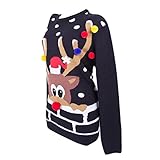 The Christmas Workshop 3d Jumper-Wot No Reindeer - Suéter para hombre, color negro, talla X-Large