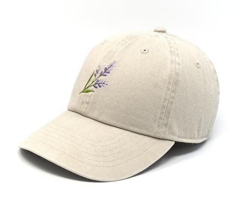 Gorra de algodón con bordado de flor lavanda miniatura 2