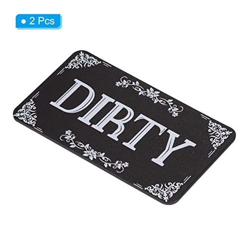 Patikil Dirty Clean Dishwasher Magnet, 2 Pack Dish Washer Refrigerator Kitchen Organization Clean Dirty Sign Magnet, Black, Brown #TOP2