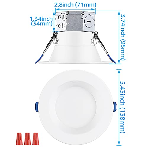 Torchstar 8-Pack 4 Inch Led Integrated Canless Led Recessed Lighting With J-Box, Anti-Glare Aluminum Deep Baffle Trim, Cri90 Dimmable Ceiling Downlight, Ja8 Etl Es Air Tight Ic Rated, 3000K Warm White #TOP5