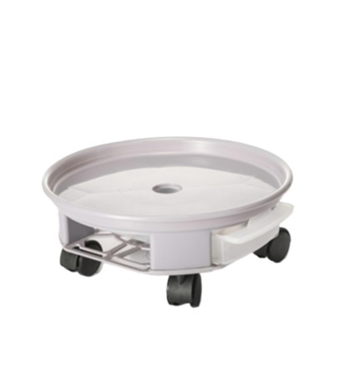 AZHKJKZH Plant Caddy Plant Cart With Water Container Round Flower Pot Mover Tray For Indoor And Outdoor With Wheels(White,27cm)