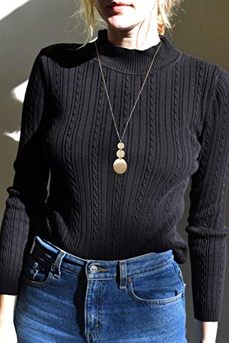 PERNNLA PEARL Long Disc Pendant Necklace for Women 18K Gold Plated Sweater Chain Fashion Jewelry3